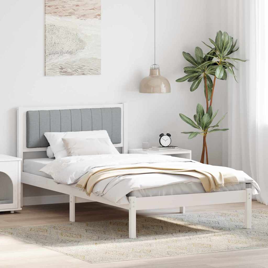 Estrutura de Cama com Cabeceira Cinzento Claro 200 x 200 cm