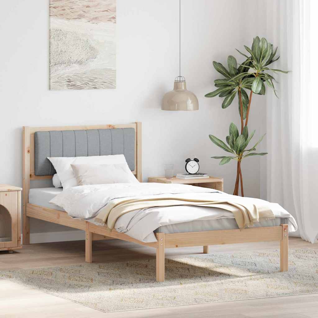 Estrutura de Cama com Cabeceira Cinzento Claro 200 x 200 cm