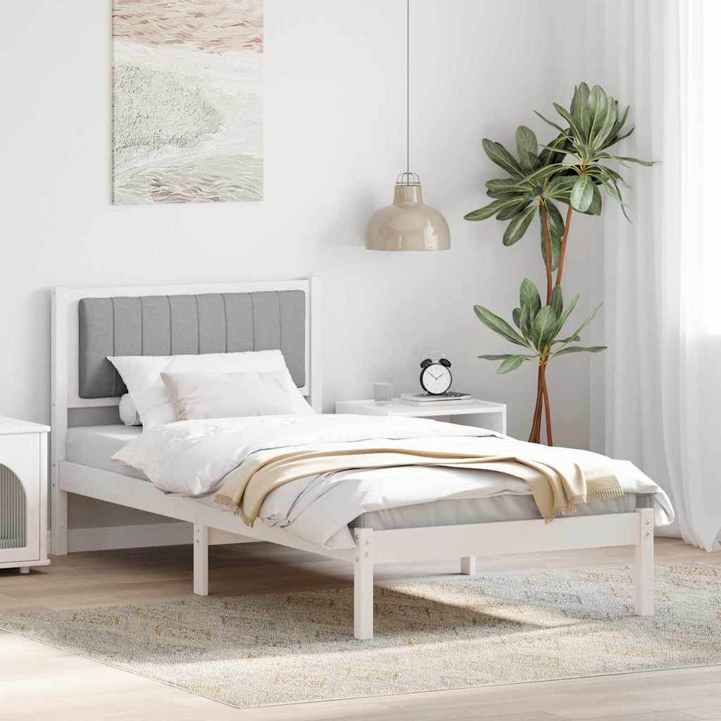 Estrutura de Cama com Cabeceira Cinzento Claro 200 x 200 cm