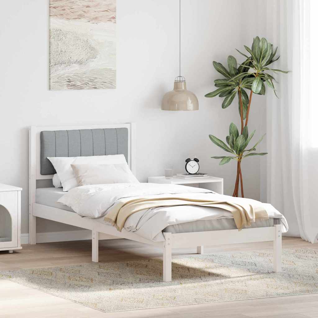 Estrutura de Cama com Cabeceira Cinzento Claro 200 x 200 cm