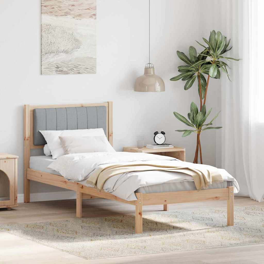 Estrutura de Cama com Cabeceira Cinzento Claro 200 x 200 cm