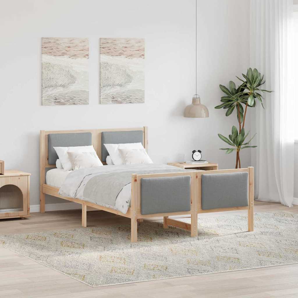 Estrutura de Cama com Cabeceira Cinzento Claro 100 x 200 cm Tecido