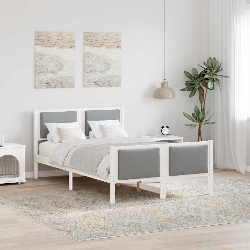 Estrutura de Cama com Cabeceira Cinzento Claro 100 x 200 cm Tecido