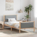 Estructura de cama con cabecera Gris Claro 100 x 200 cm tela