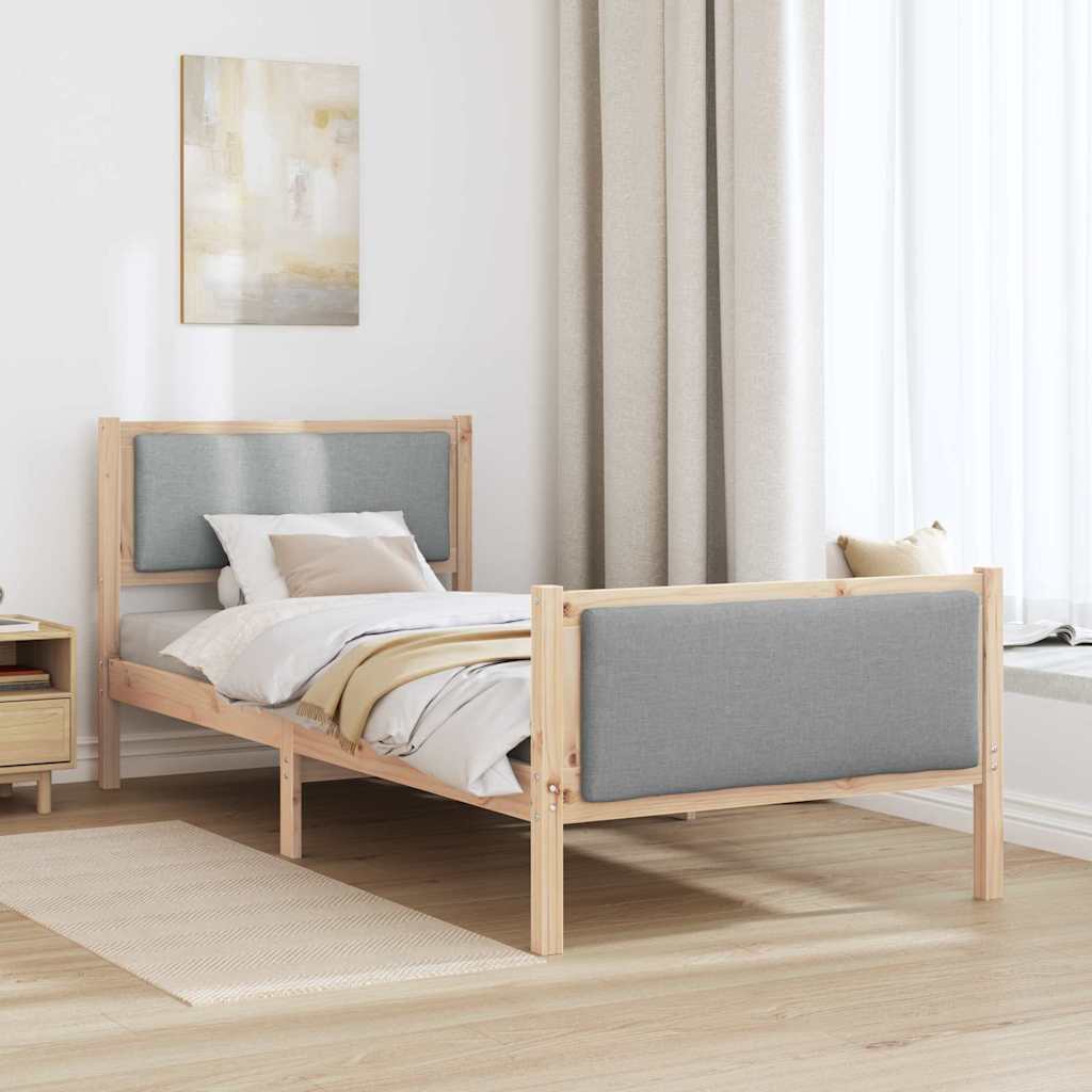 Estructura de cama con cabecera Gris Claro 100 x 200 cm tela