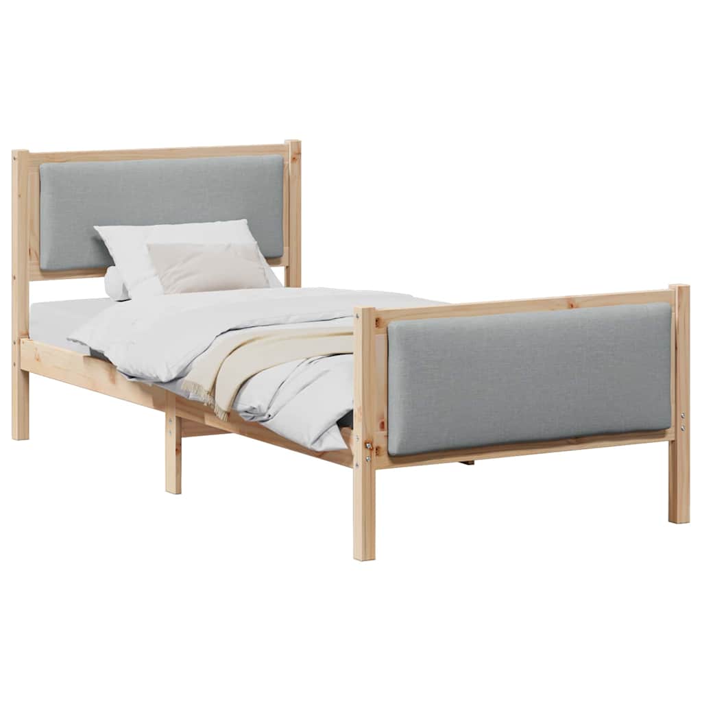 Estructura de cama con cabecera Gris Claro 100 x 200 cm tela