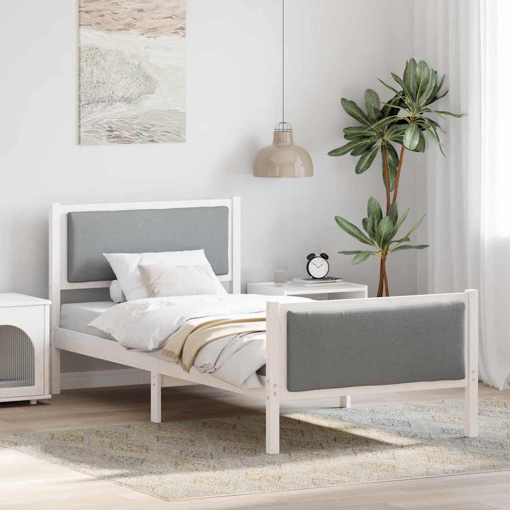 Estrutura de Cama com Cabeceira Cinzento Claro 100 x 200 cm Tecido