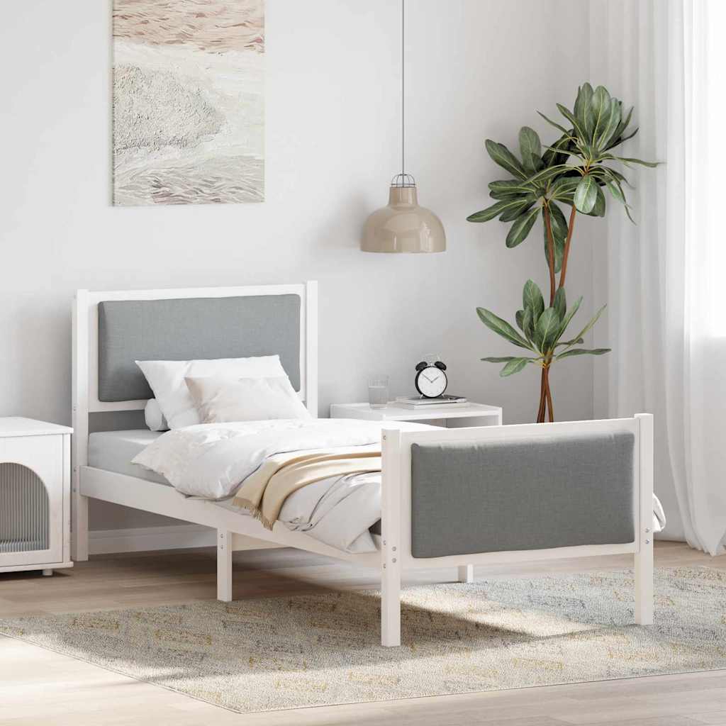 Estrutura de Cama com Cabeceira Cinzento Claro 100 x 200 cm Tecido