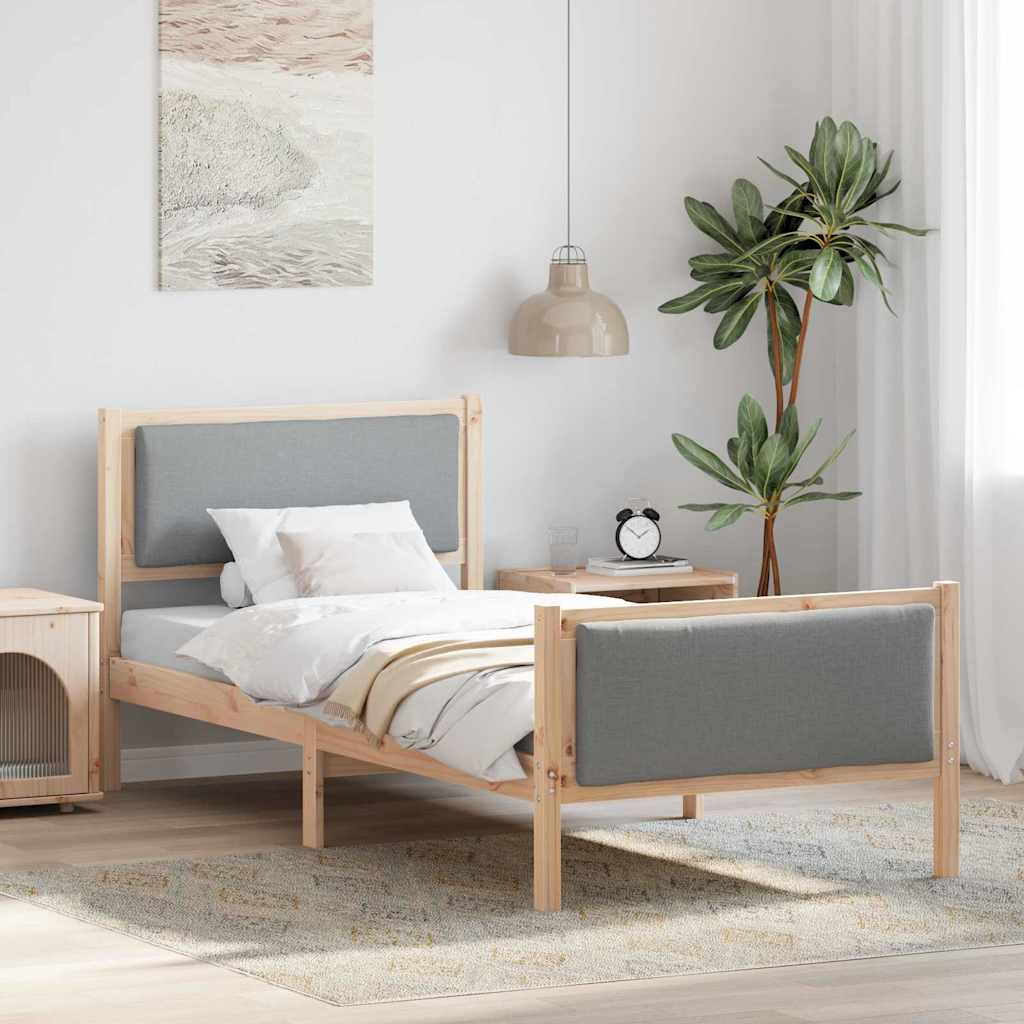 Estrutura de Cama com Cabeceira Cinzento Claro 100 x 200 cm Tecido