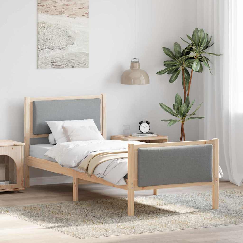 Estrutura de Cama com Cabeceira Cinzento Claro 100 x 200 cm Tecido