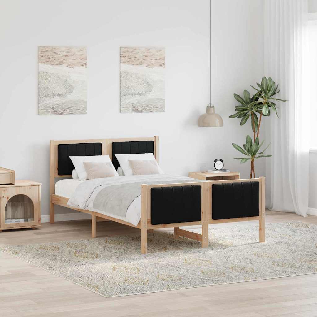 Estrutura de cama com cabeceira Castanho e cinzento-claro 75 x 190 cm