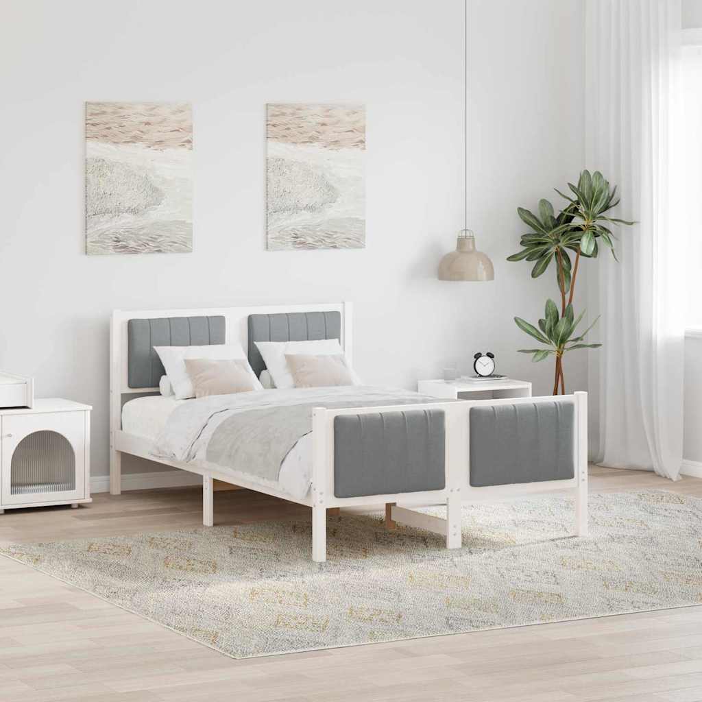 Estrutura de cama com cabeceira Castanho e cinzento-claro 75 x 190 cm
