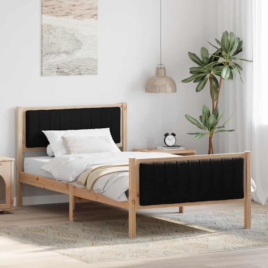 Estrutura de cama com cabeceira Castanho e cinzento-claro 75 x 190 cm