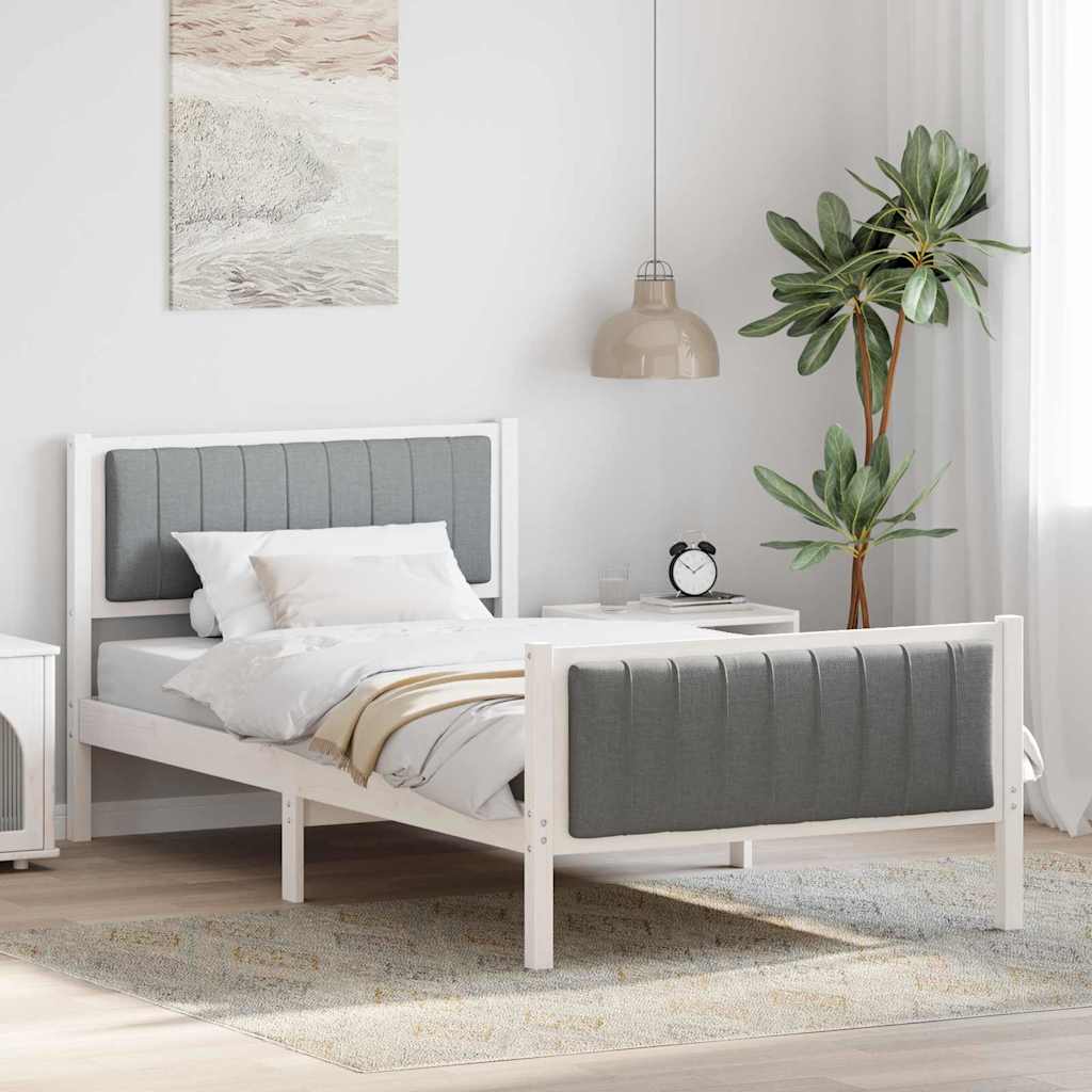 Estrutura de cama com cabeceira Castanho e cinzento-claro 75 x 190 cm