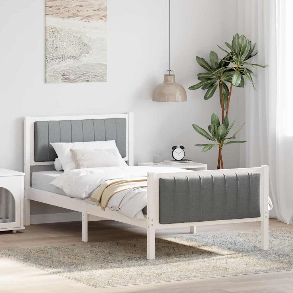 Estrutura de cama com cabeceira Castanho e cinzento-claro 75 x 190 cm