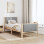 Estructura de cama con cabecera Marrón y gris claro 75 x 190 cm