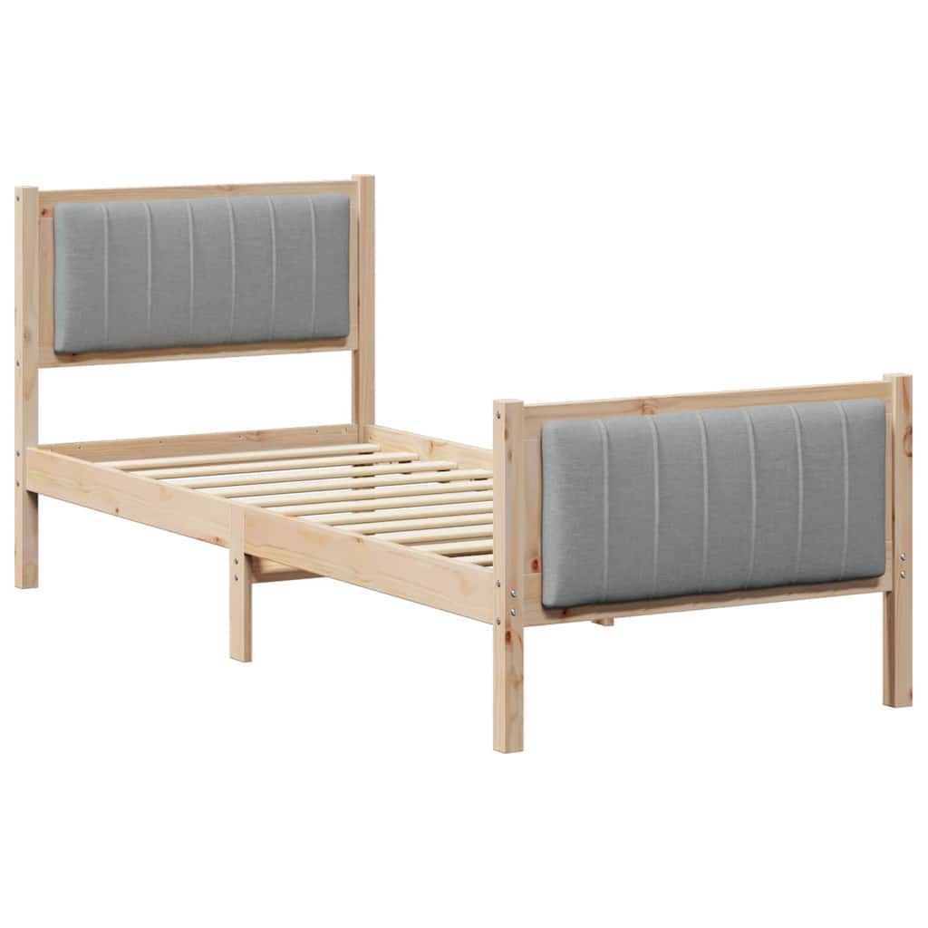 Estructura de cama con cabecera Marrón y gris claro 75 x 190 cm