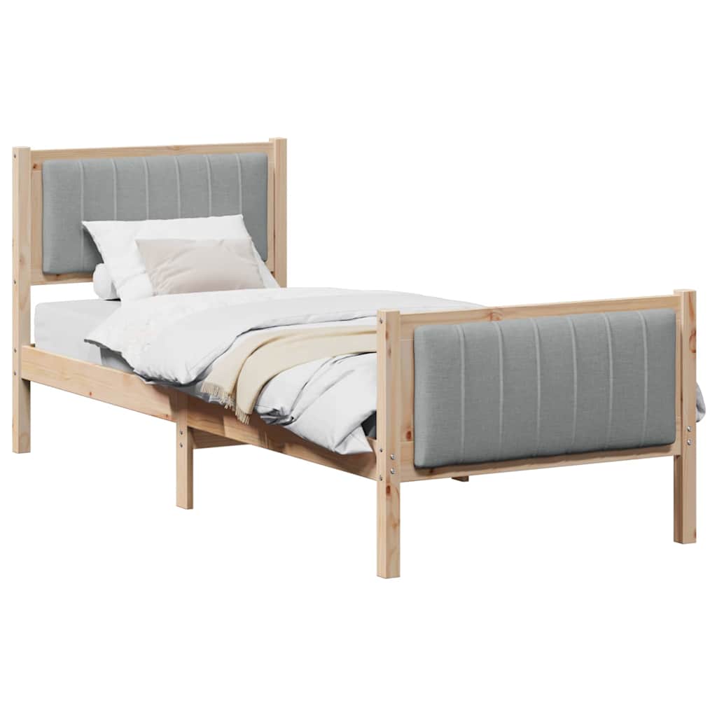 Estructura de cama con cabecera Marrón y gris claro 75 x 190 cm