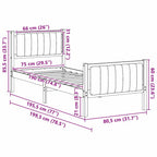 Estructura de cama con cabecera Marrón y gris claro 75 x 190 cm