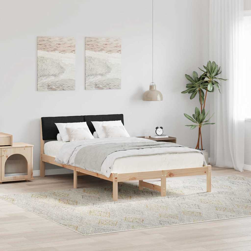 Estrutura de cama com cabeceira castanha e cinzento claro 75 x 190 cm
