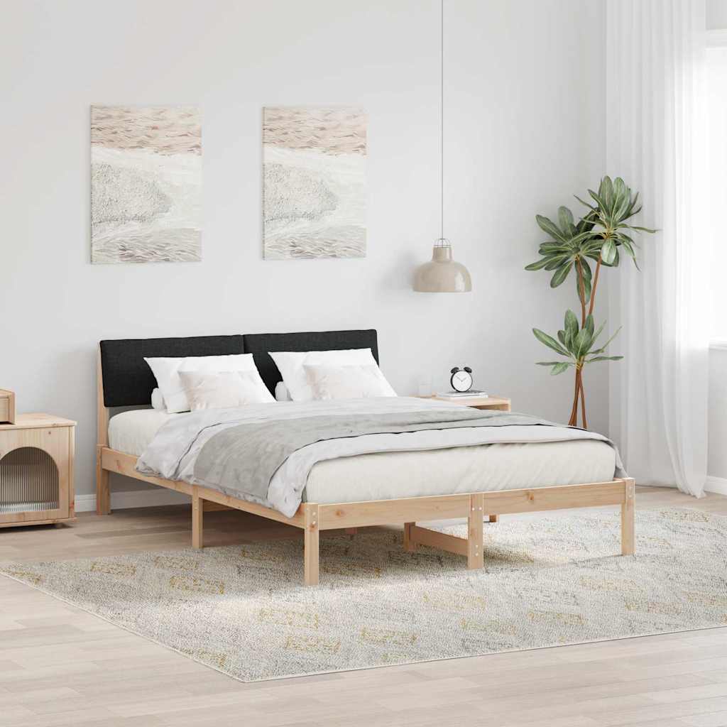 Estrutura de cama com cabeceira castanha e cinzento claro 75 x 190 cm