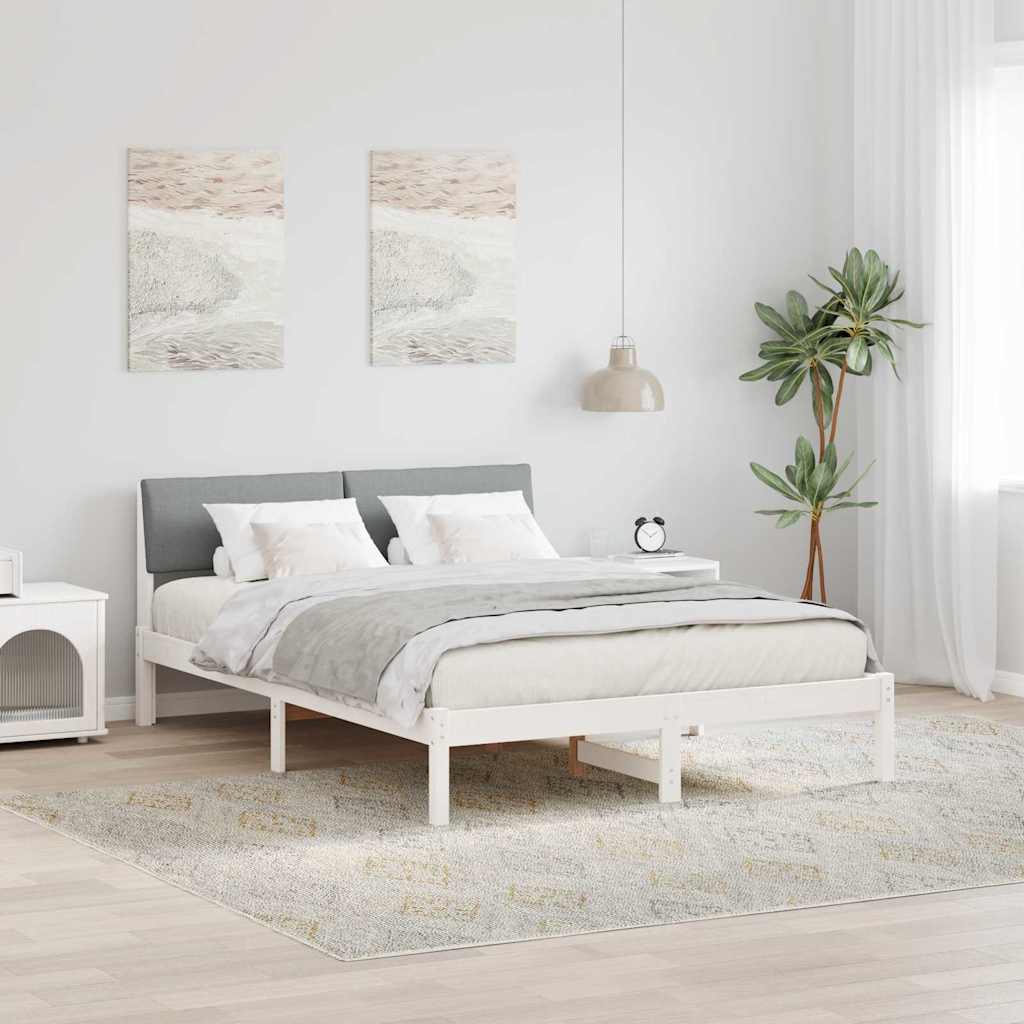 Estrutura de cama com cabeceira castanha e cinzento claro 75 x 190 cm
