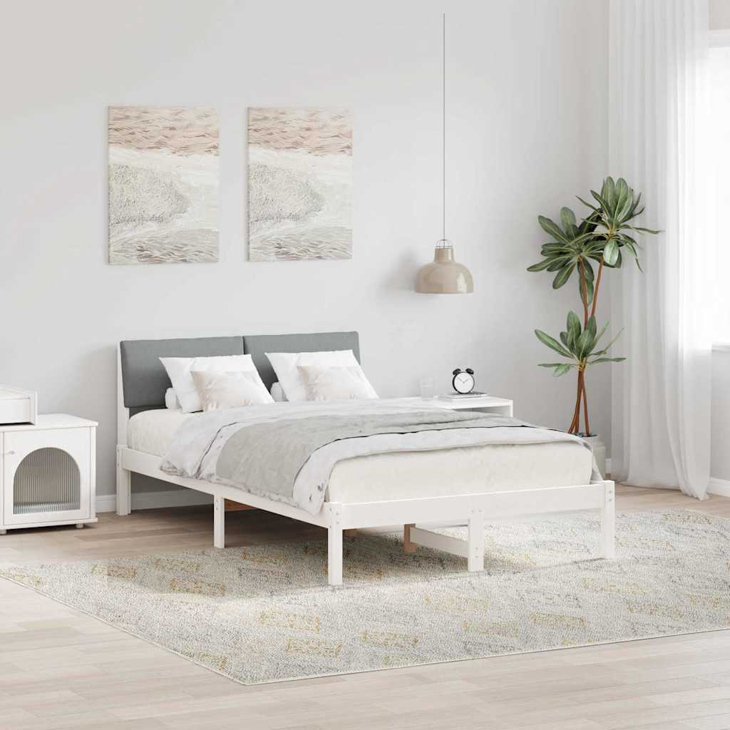 Estrutura de cama com cabeceira castanha e cinzento claro 75 x 190 cm