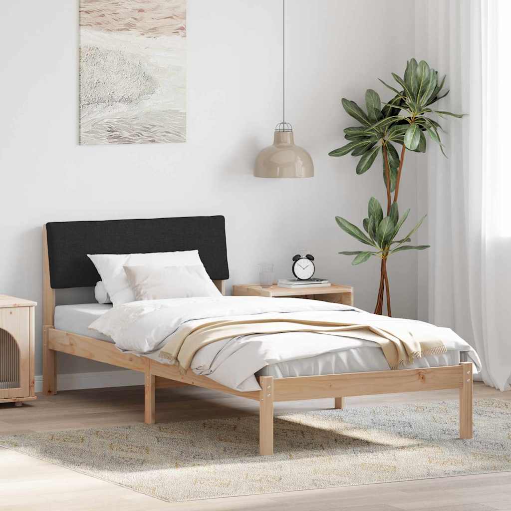 Estrutura de cama com cabeceira castanha e cinzento claro 75 x 190 cm