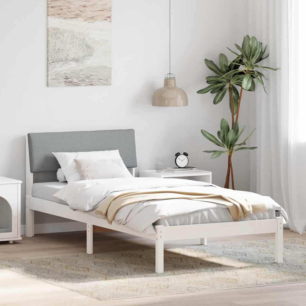 Estrutura de cama com cabeceira castanha e cinzento claro 75 x 190 cm