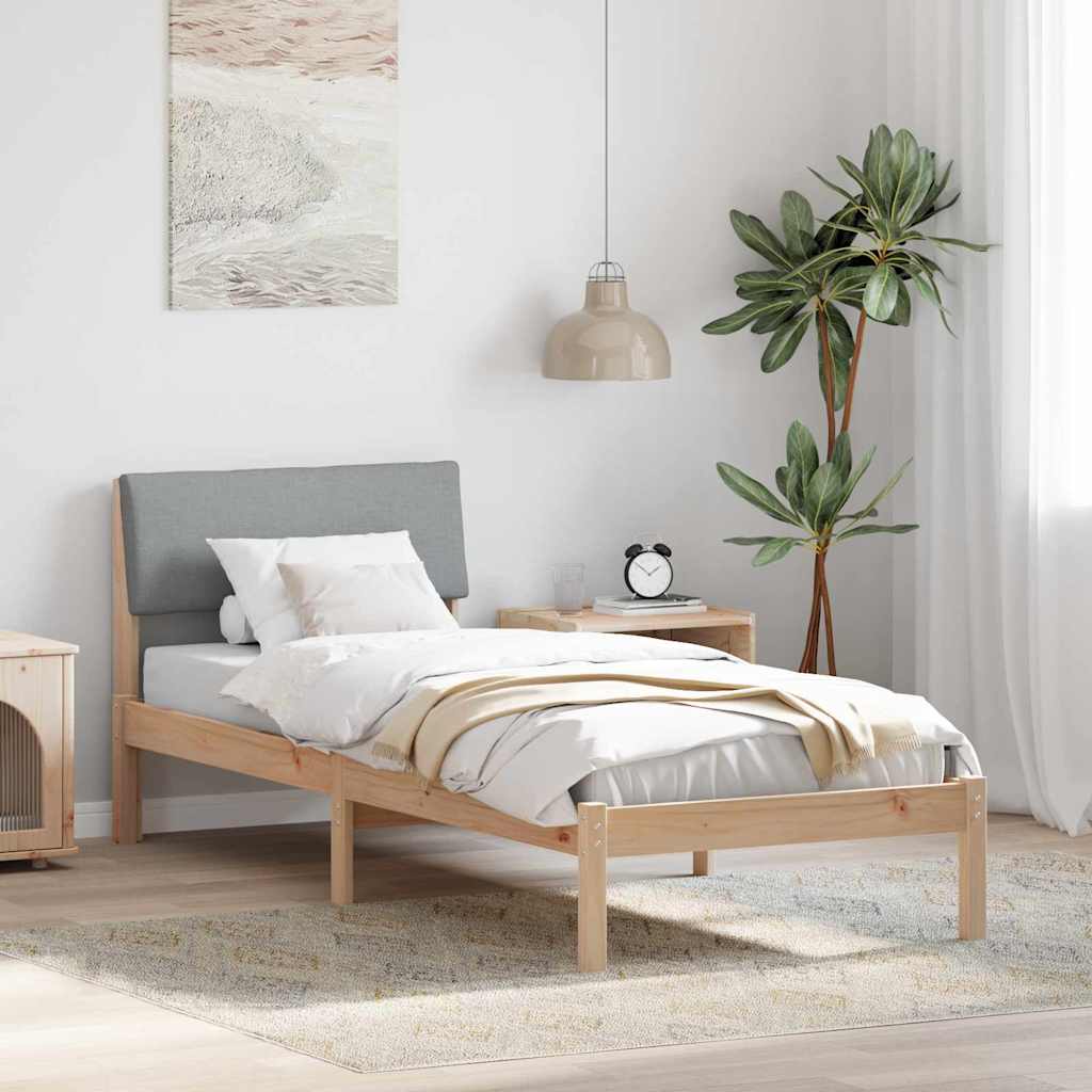 Estrutura de cama com cabeceira castanha e cinzento claro 75 x 190 cm