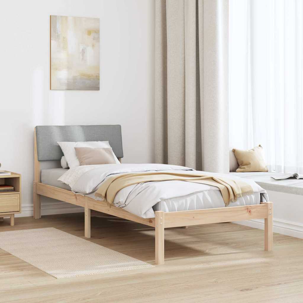 Estructura de cama con cabecera Marrón y gris claro 75 x 190 cm