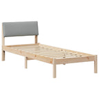 Estructura de cama con cabecera Marrón y gris claro 75 x 190 cm