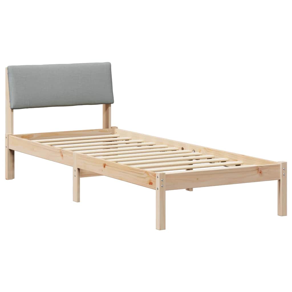 Estructura de cama con cabecera Marrón y gris claro 75 x 190 cm
