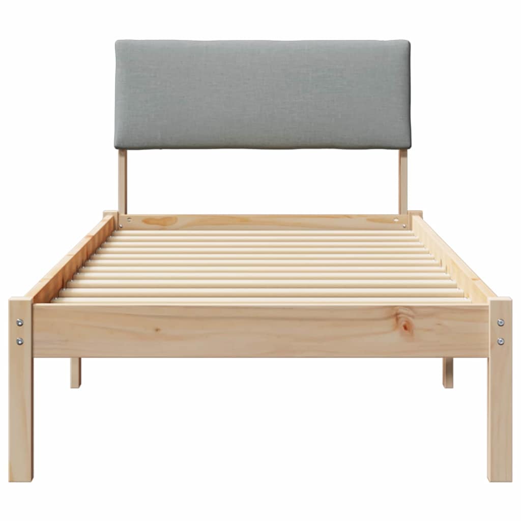 Estructura de cama con cabecera Marrón y gris claro 75 x 190 cm