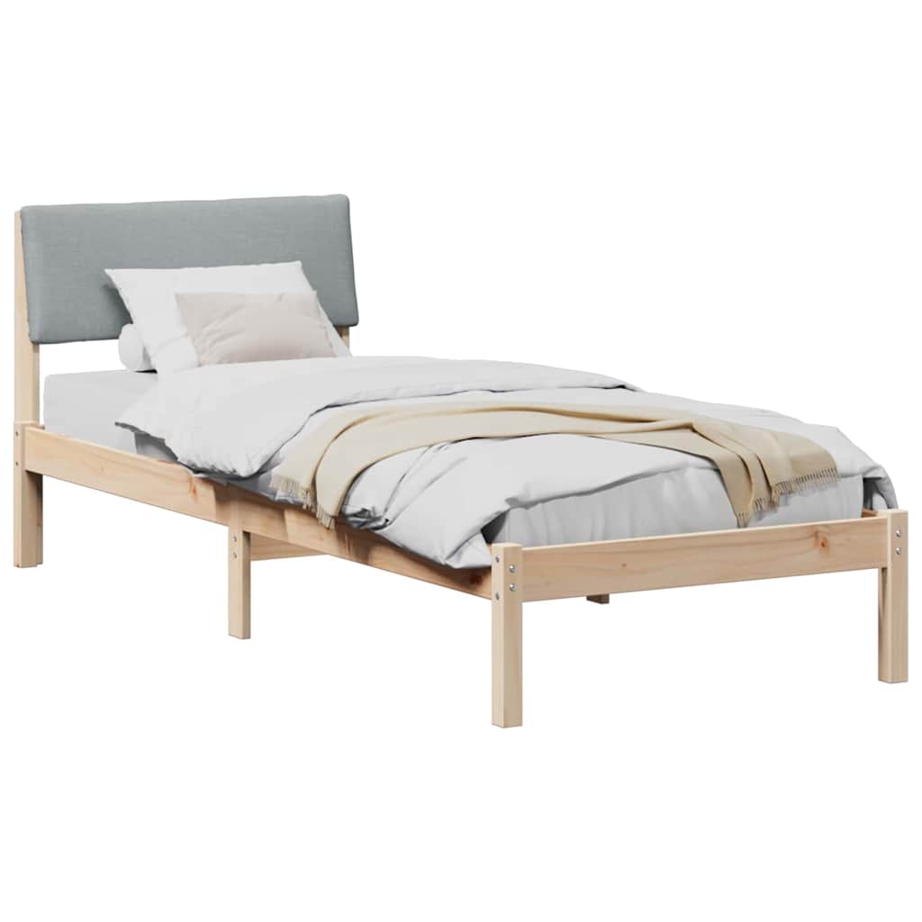 Estructura de cama con cabecera Marrón y gris claro 75 x 190 cm