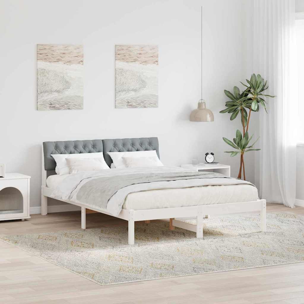 Estrutura de cama com cabeceira Castanho e cinzento claro 75 x 190 cm