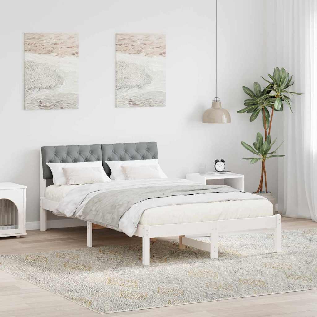 Estrutura de cama com cabeceira Castanho e cinzento claro 75 x 190 cm