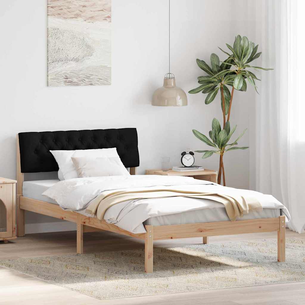 Estrutura de cama com cabeceira Castanho e cinzento claro 75 x 190 cm
