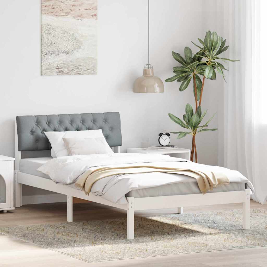 Estrutura de cama com cabeceira Castanho e cinzento claro 75 x 190 cm