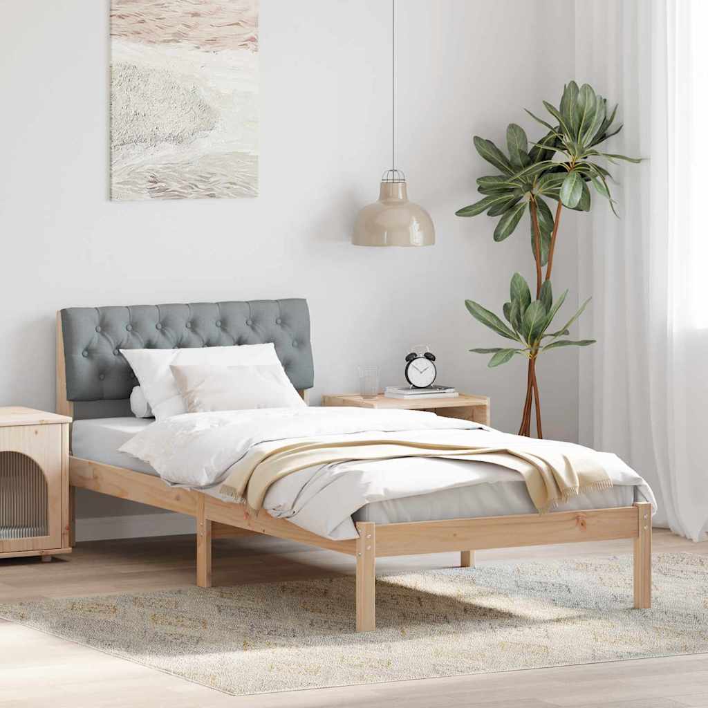 Estrutura de cama com cabeceira Castanho e cinzento claro 75 x 190 cm