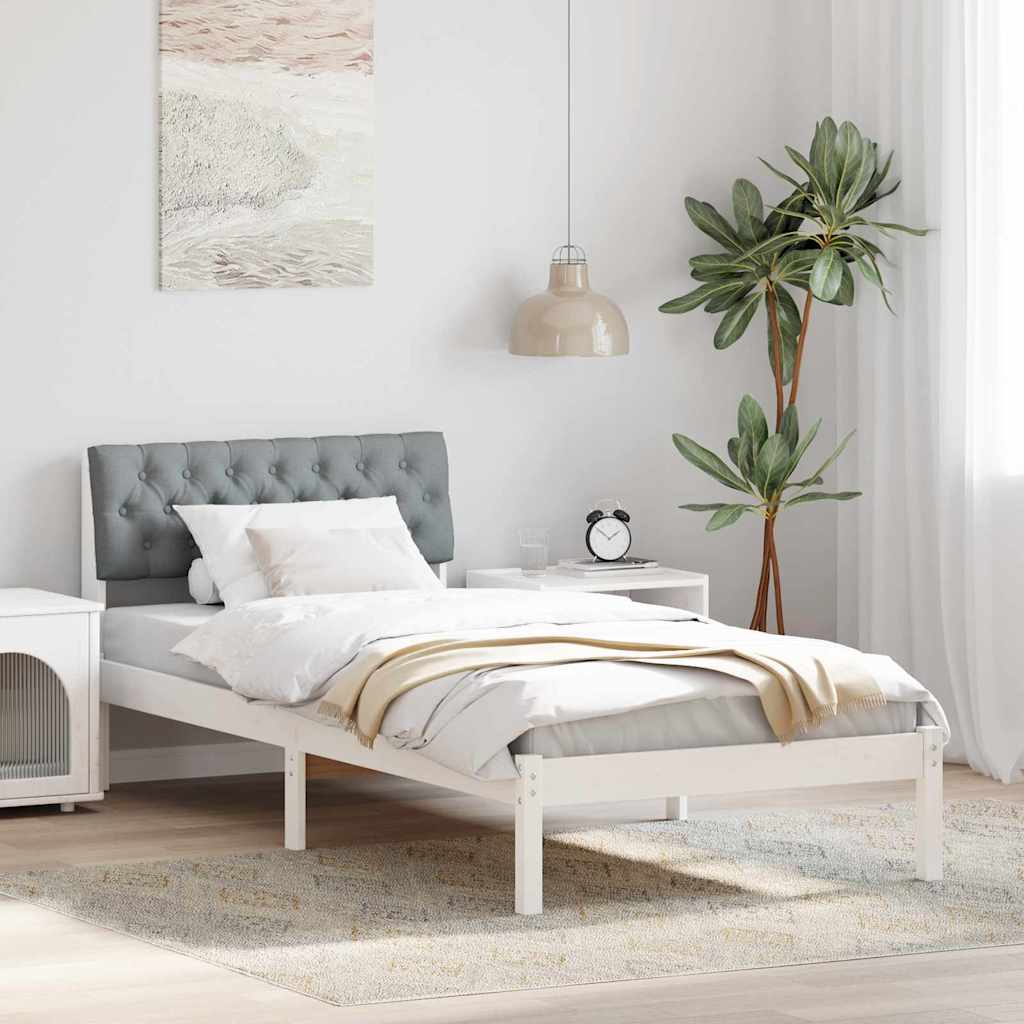 Estrutura de cama com cabeceira Castanho e cinzento claro 75 x 190 cm