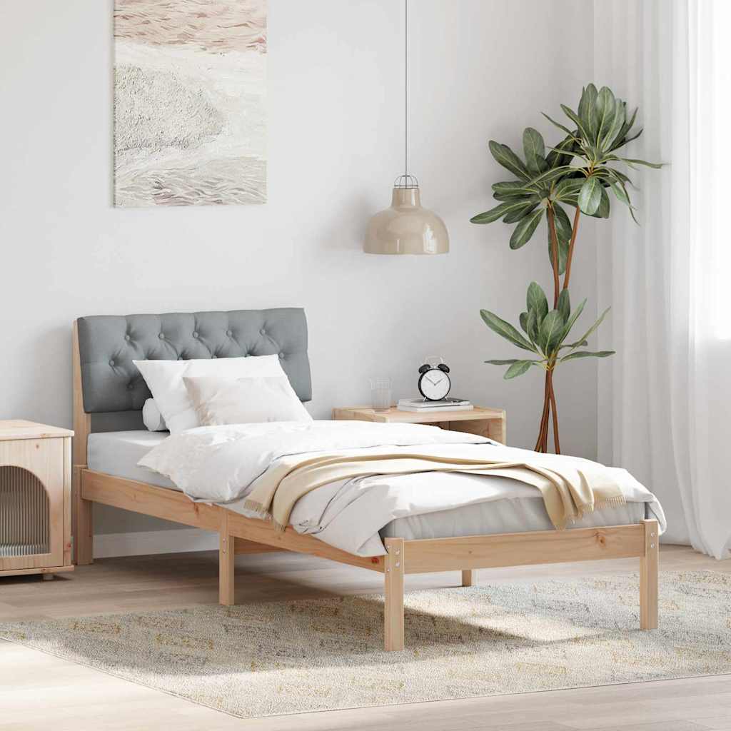 Estrutura de cama com cabeceira Castanho e cinzento claro 75 x 190 cm
