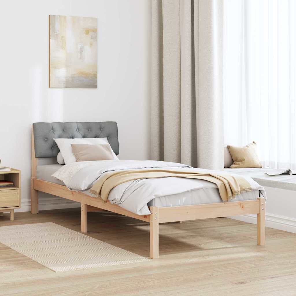 Estructura de cama con cabecera Marrón y gris claro 75 x 190 cm