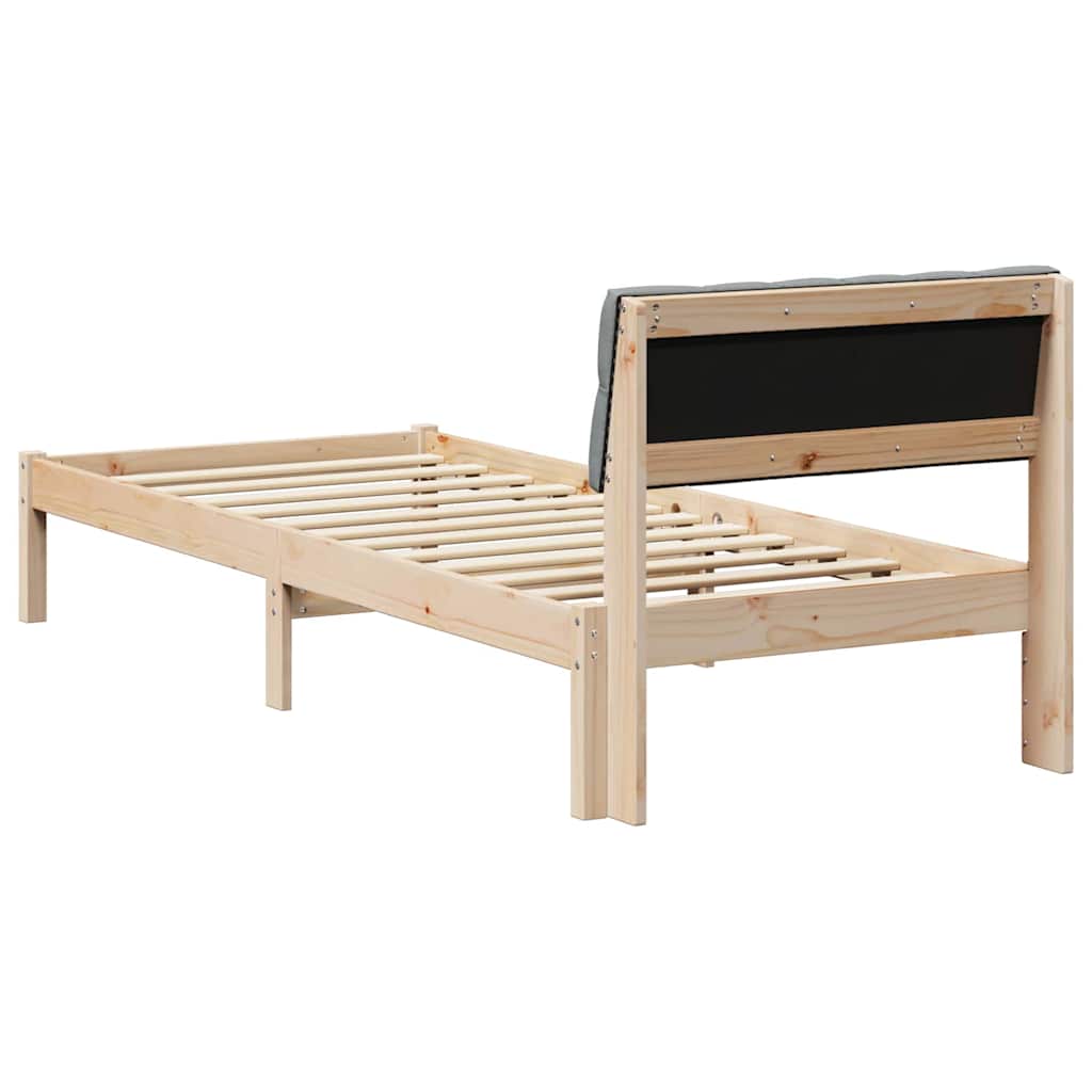 Estructura de cama con cabecera Marrón y gris claro 75 x 190 cm