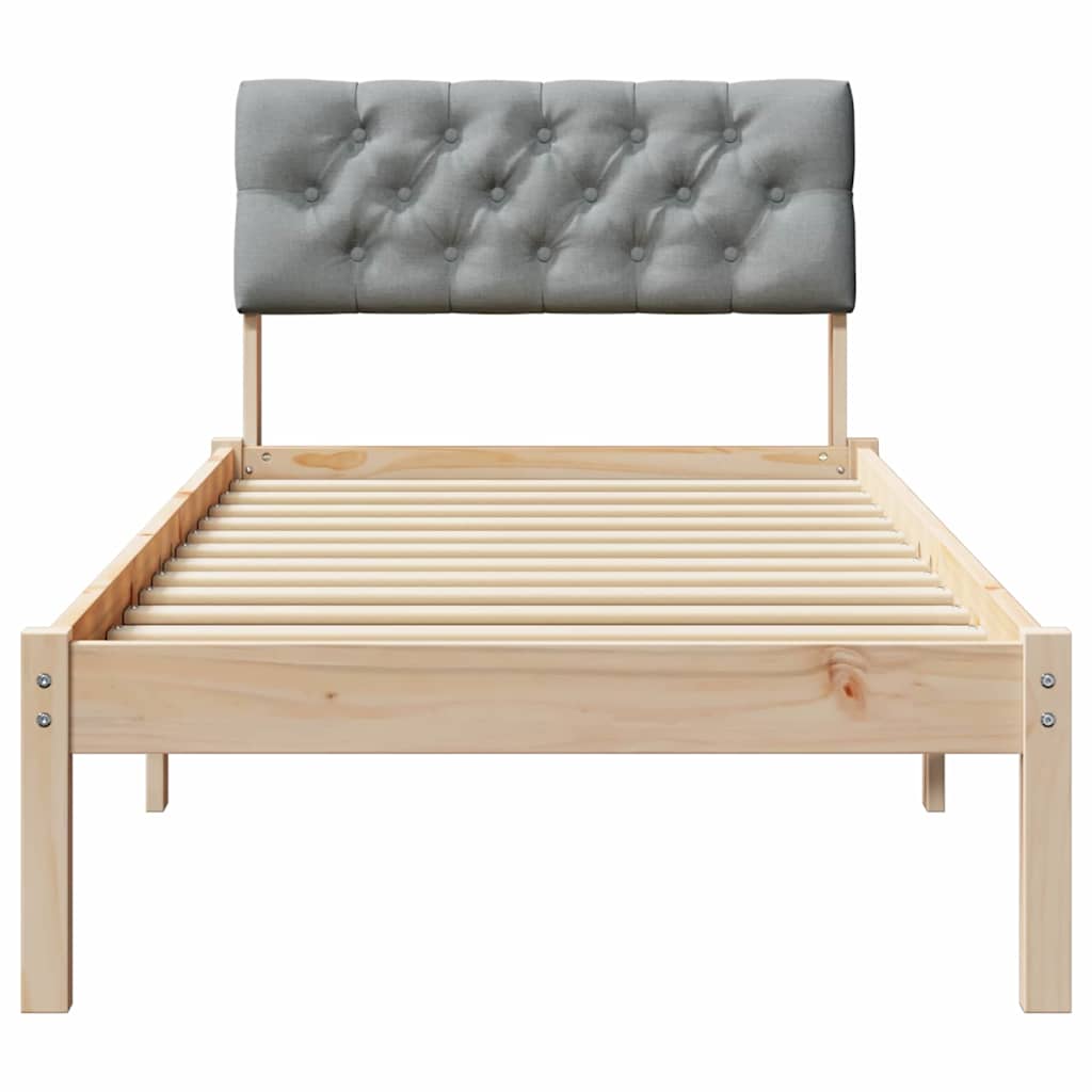 Estructura de cama con cabecera Marrón y gris claro 75 x 190 cm