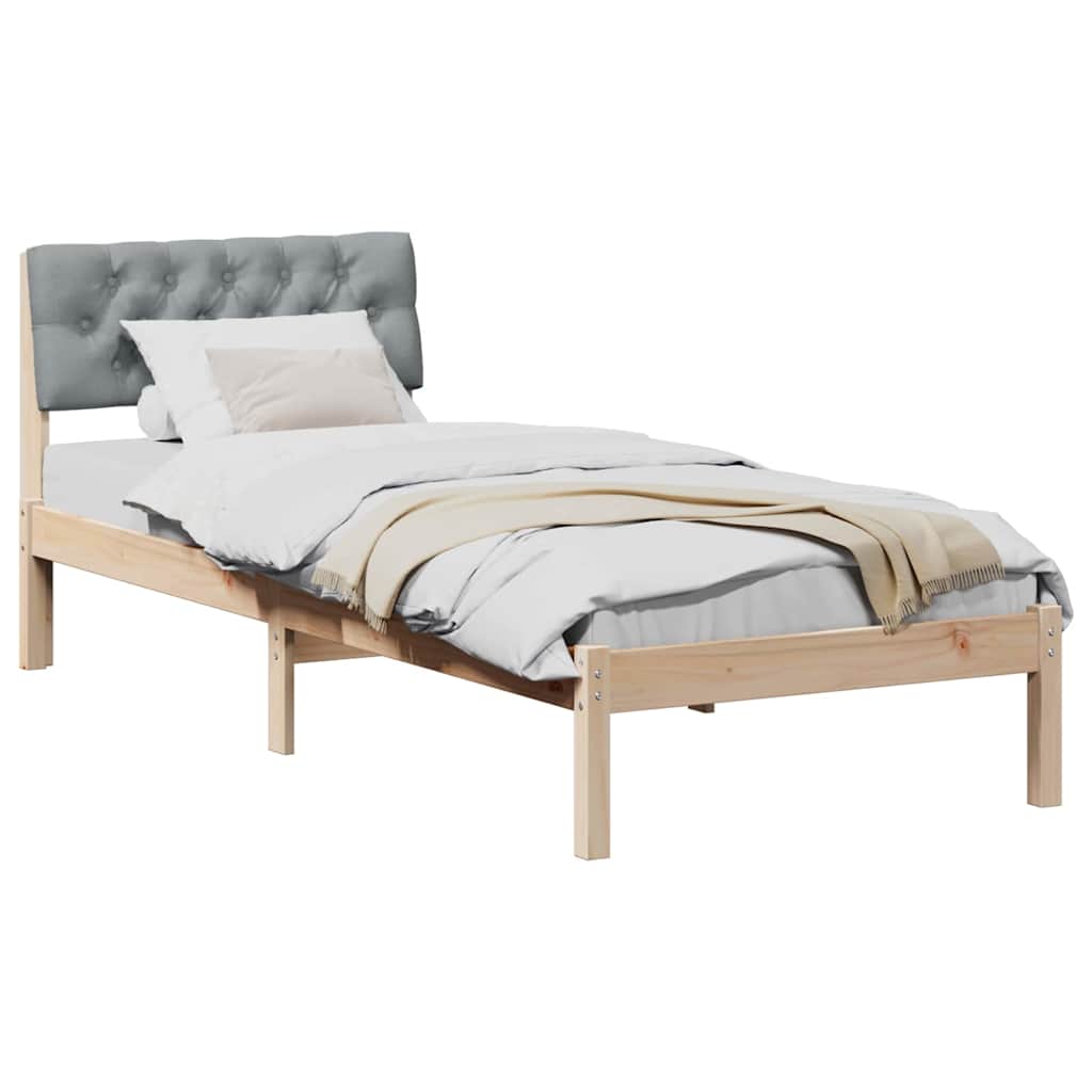 Estructura de cama con cabecera Marrón y gris claro 75 x 190 cm