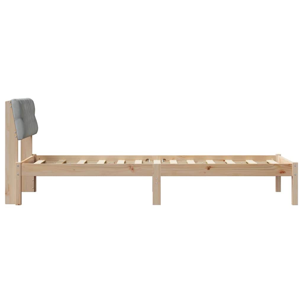 Estructura de cama con cabecera Marrón y gris claro 75 x 190 cm