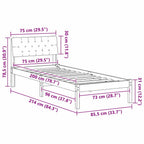 Estructura de cama con cabecera Marrón y gris claro 75 x 190 cm