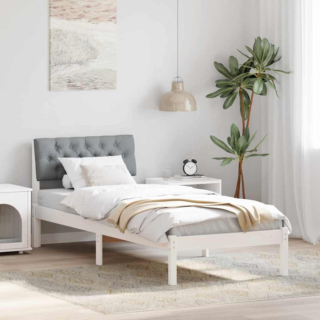 Estrutura de cama com cabeceira Castanho e cinzento claro 75 x 190 cm