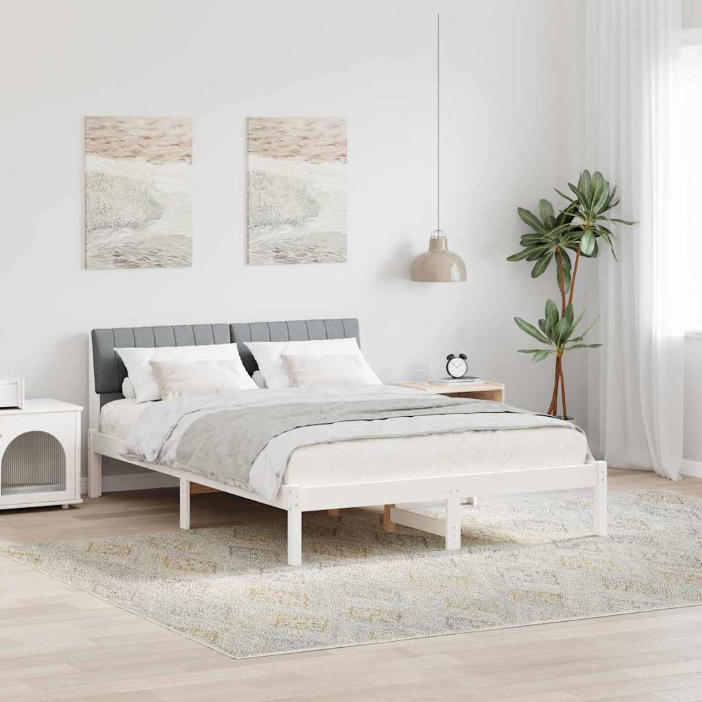 Estrutura de cama com cabeceira Castanho e cinzento claro 75 x 190 cm